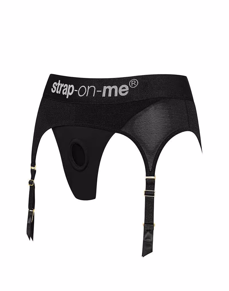 Трусики для страпона з підв’язками для панчіх Strap-On-Me REBEL HARNESS - XS — фото 2