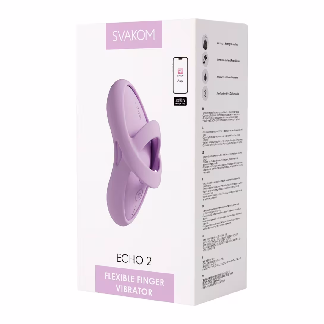 Смарт-вібратор для клітора Svakom Echo 2 Pink Lilac, підігрів до 38 °C, знімна насадка на палець — фото 10
