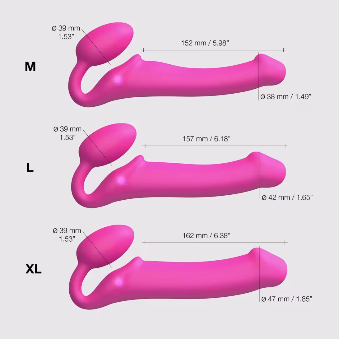 Безремінний страпон з вібрацією Strap-On-Me Vibrating Fuchsia XL, діам. 4,7см, пульт ДК, регульований — фото 5