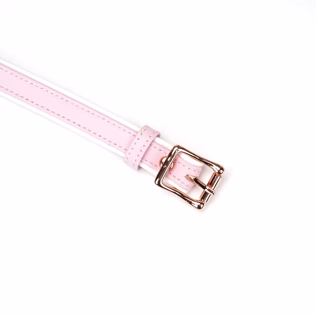 Шкіряна маска на очі Liebe Seele White & Pink Fairy Goat Leather Blindfold — фото 4