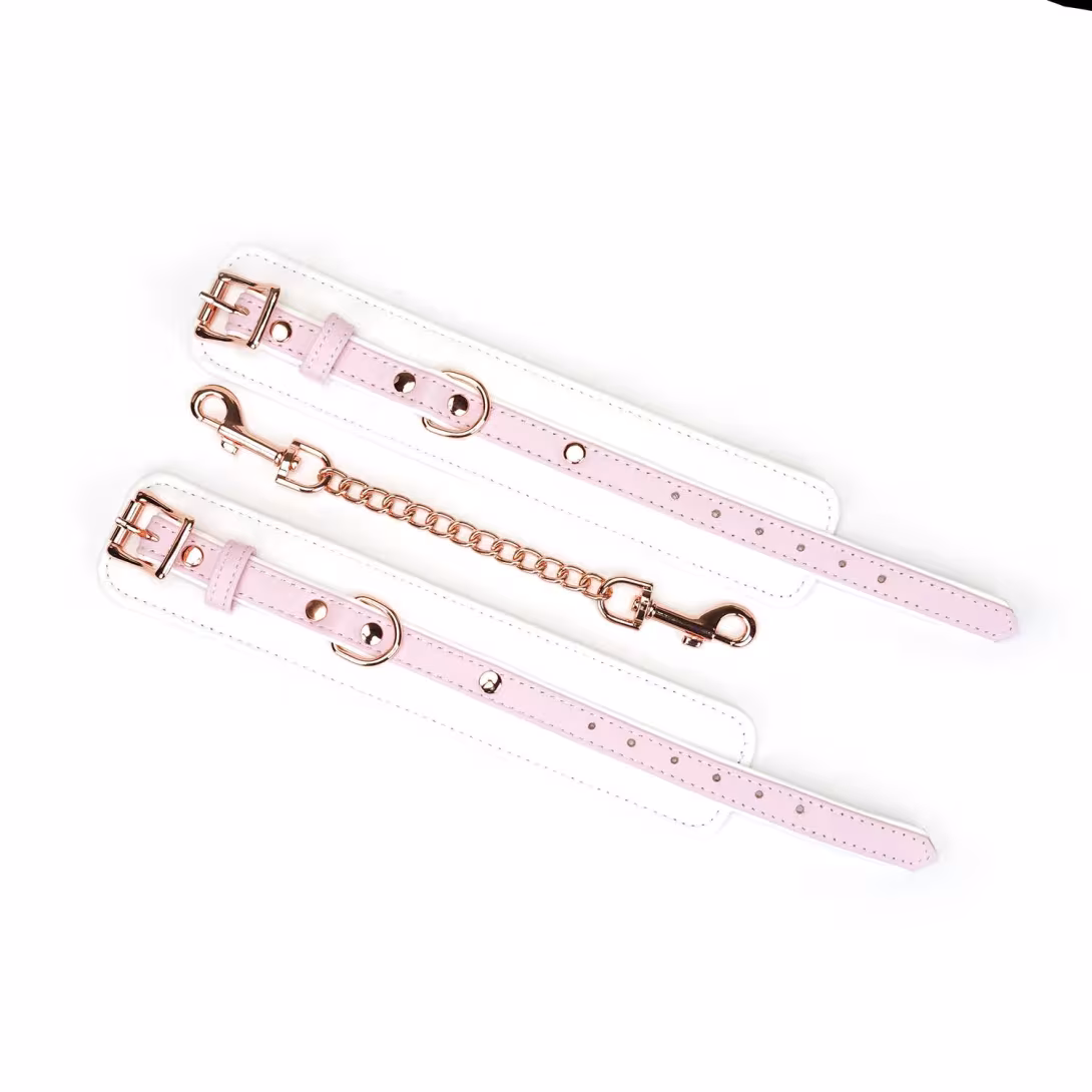 Наручники Liebe Seele White & Pink Fairy Goat Leather Hand Cuffs — фото 3