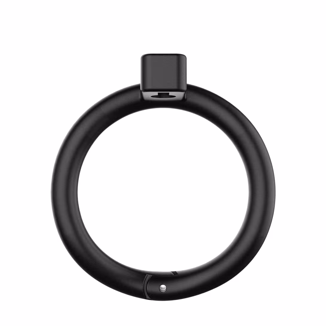 Клітка для пеніса LOCKINK SEVANDA Plastic Penis Chastity Cage, чорна, 3 кільця різних розмірів — фото 4