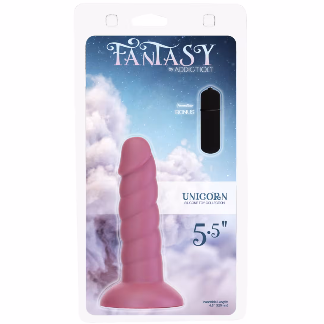 Фалоімітатор Fantasy by Addiction Unicorn Dildo 5.5” Pink, віброкуля в подарунок — фото 4