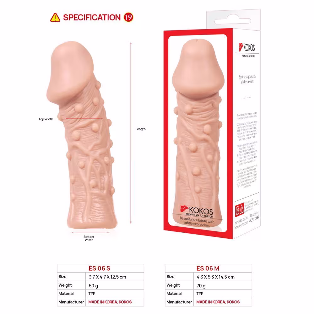 Насадка на член Kokos Extreme Sleeve ES.06 розмір S, потовщувальна, стимулюючий рельєф — фото 5