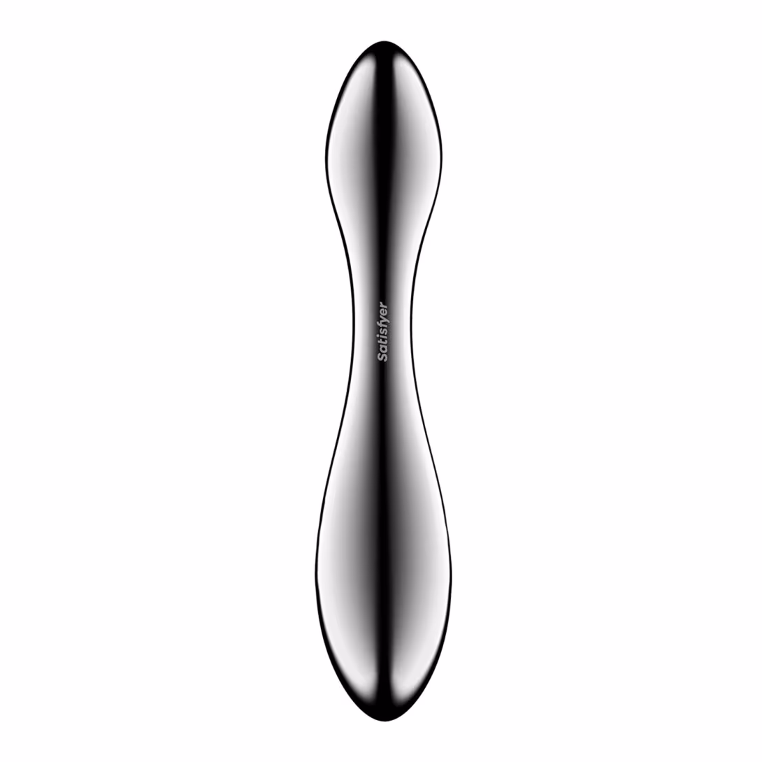 Металевий дилдо Satisfyer Pure Gravity 3, двосторонній, можна нагрівати й охолоджувати, дуже важкий — фото 4