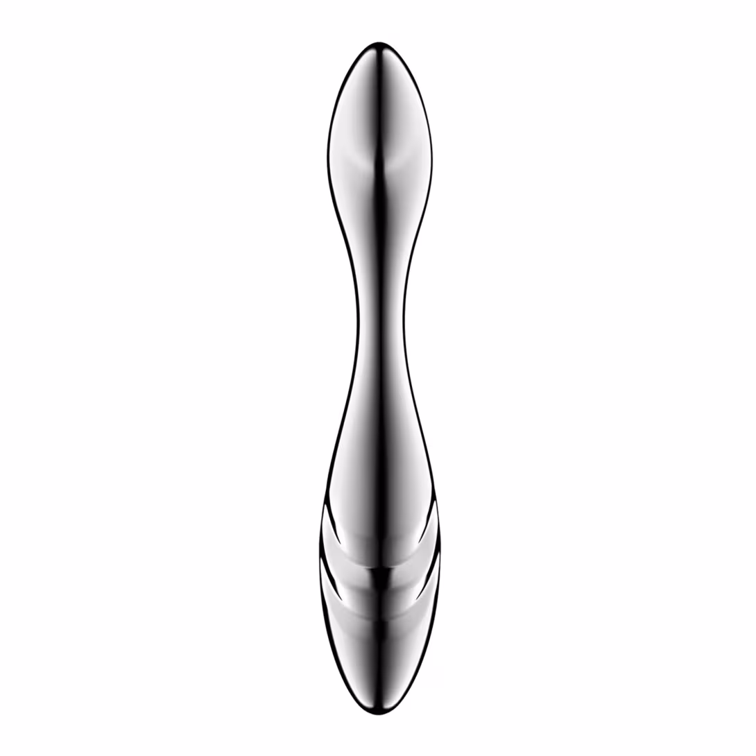 Металевий дилдо Satisfyer Pure Gravity 3, двосторонній, можна нагрівати й охолоджувати, дуже важкий — фото 3