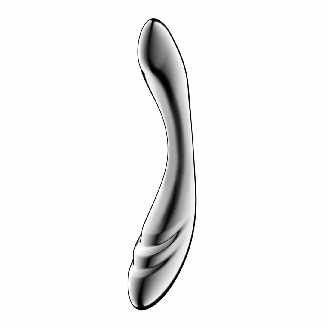 Металевий дилдо Satisfyer Pure Gravity 3, двосторонній, можна нагрівати й охолоджувати, дуже важкий — фото 2