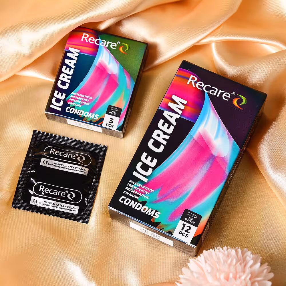 Презервативи Holographic Recare Ice Cream Big Dotted Condoms 3 шт, з пухирцями, аромат: морозиво — фото 5