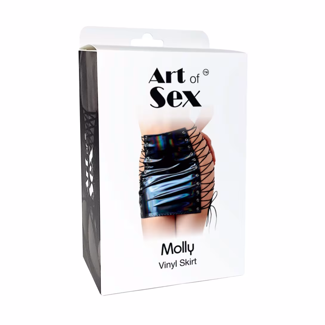 Спідниця на шнурівці Art of Sex - Molly, колір чорний з ефектом мокрого оксамиту, L-2XL — фото 3