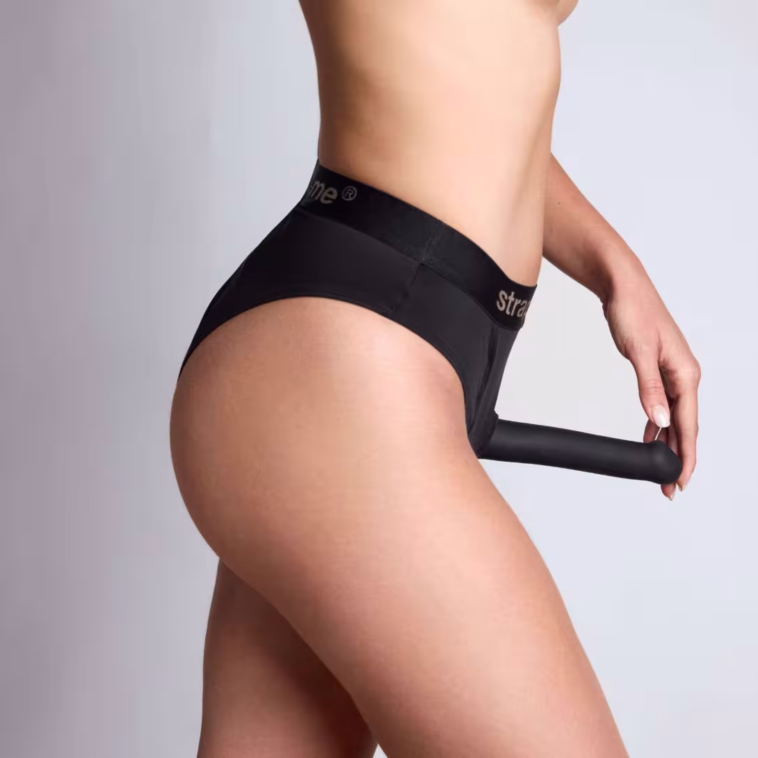 Трусики з фіксацією дилдо Strap-On-Me Harness Lingerie Idole - L - Black — фото 5