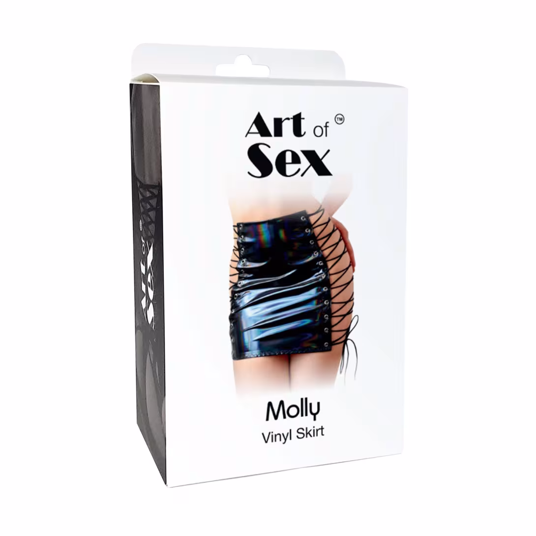 Спідниця на шнурівці Art of Sex - Molly, колір чорний з ефектом мокрого оксамиту, XS-M — фото 3