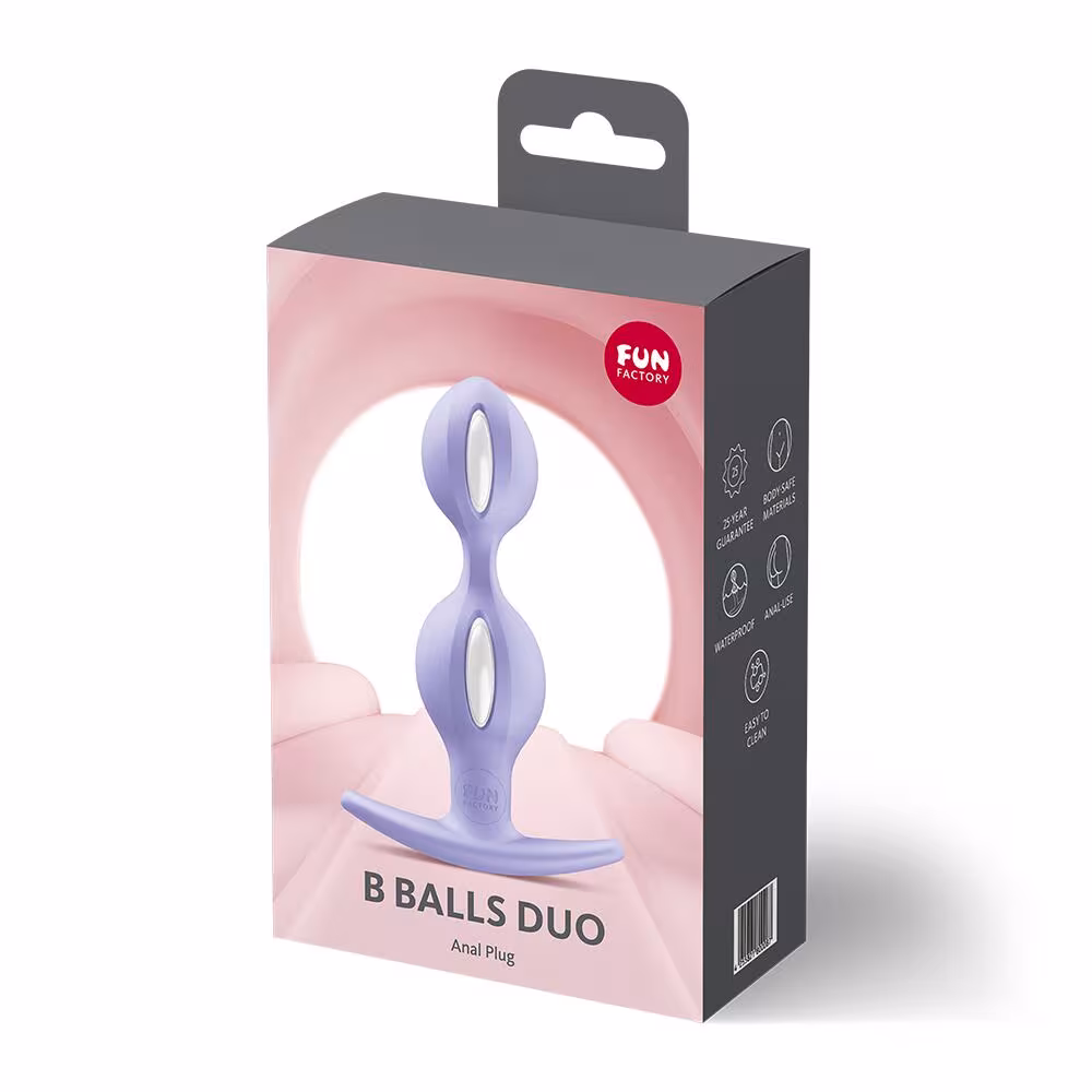 Анальні кульки Fun Factory B BALLS DUO Purple, ефект вібрації, діаметр 3,2 та 3,6 см — фото 4