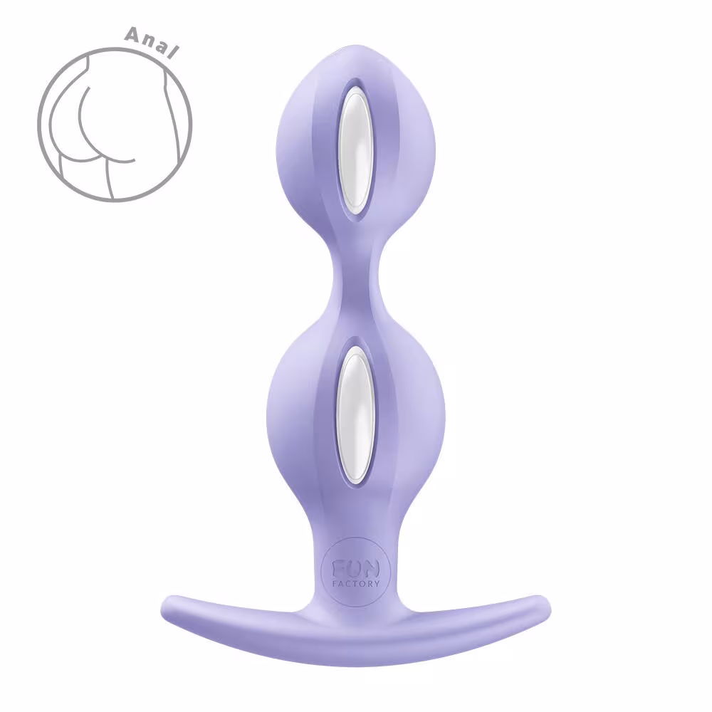 Анальні кульки Fun Factory B BALLS DUO Purple, ефект вібрації, діаметр 3,2 та 3,6 см