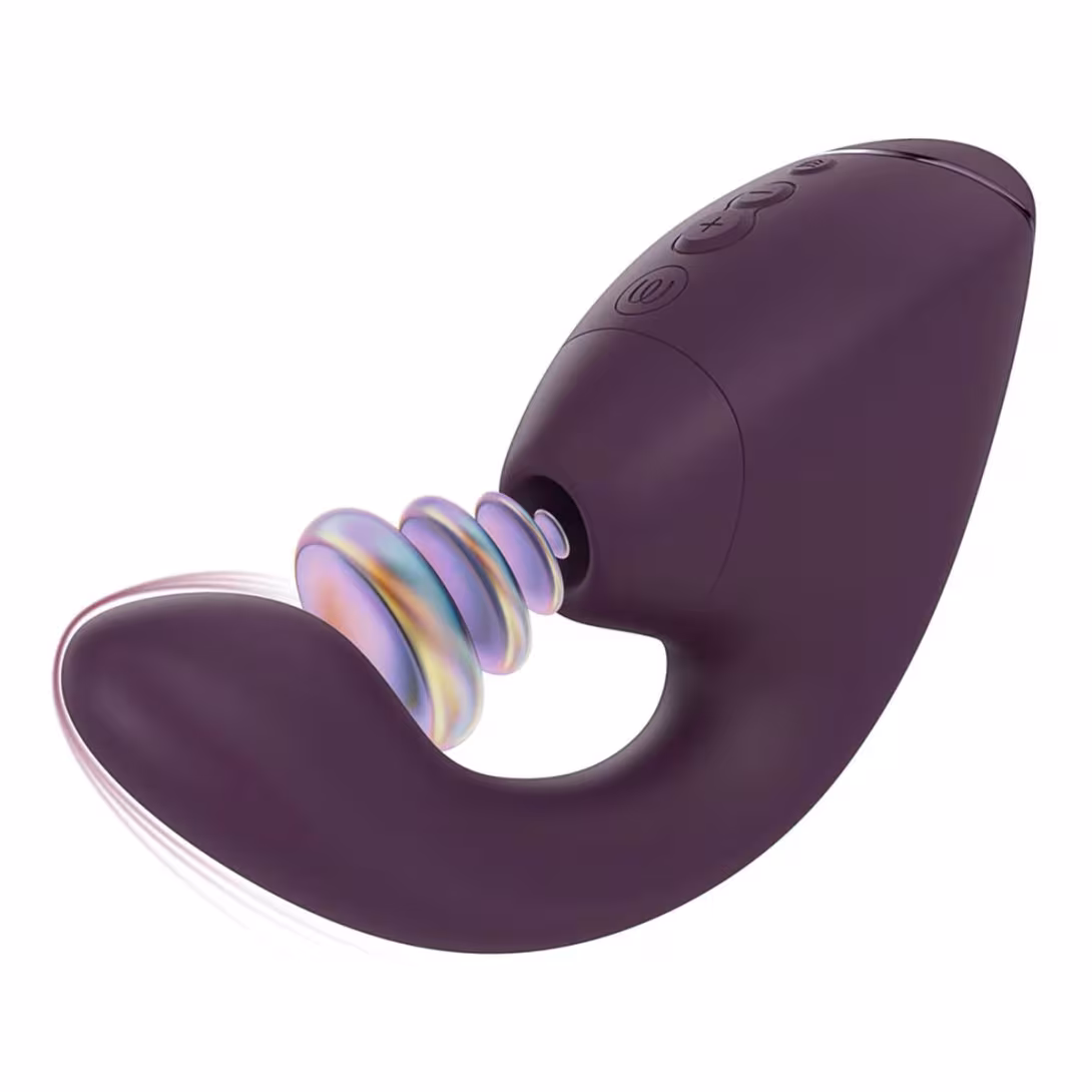 Подвійний вакуумний кліторальний стимулятор з вібрацією Womanizer Next Duo - Dark Purple — фото 2