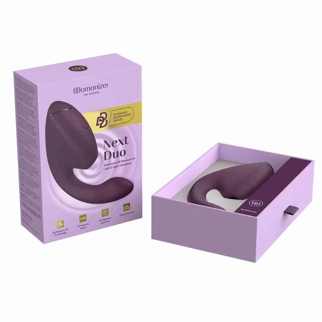 Подвійний вакуумний кліторальний стимулятор з вібрацією Womanizer Next Duo - Dark Purple — фото 12