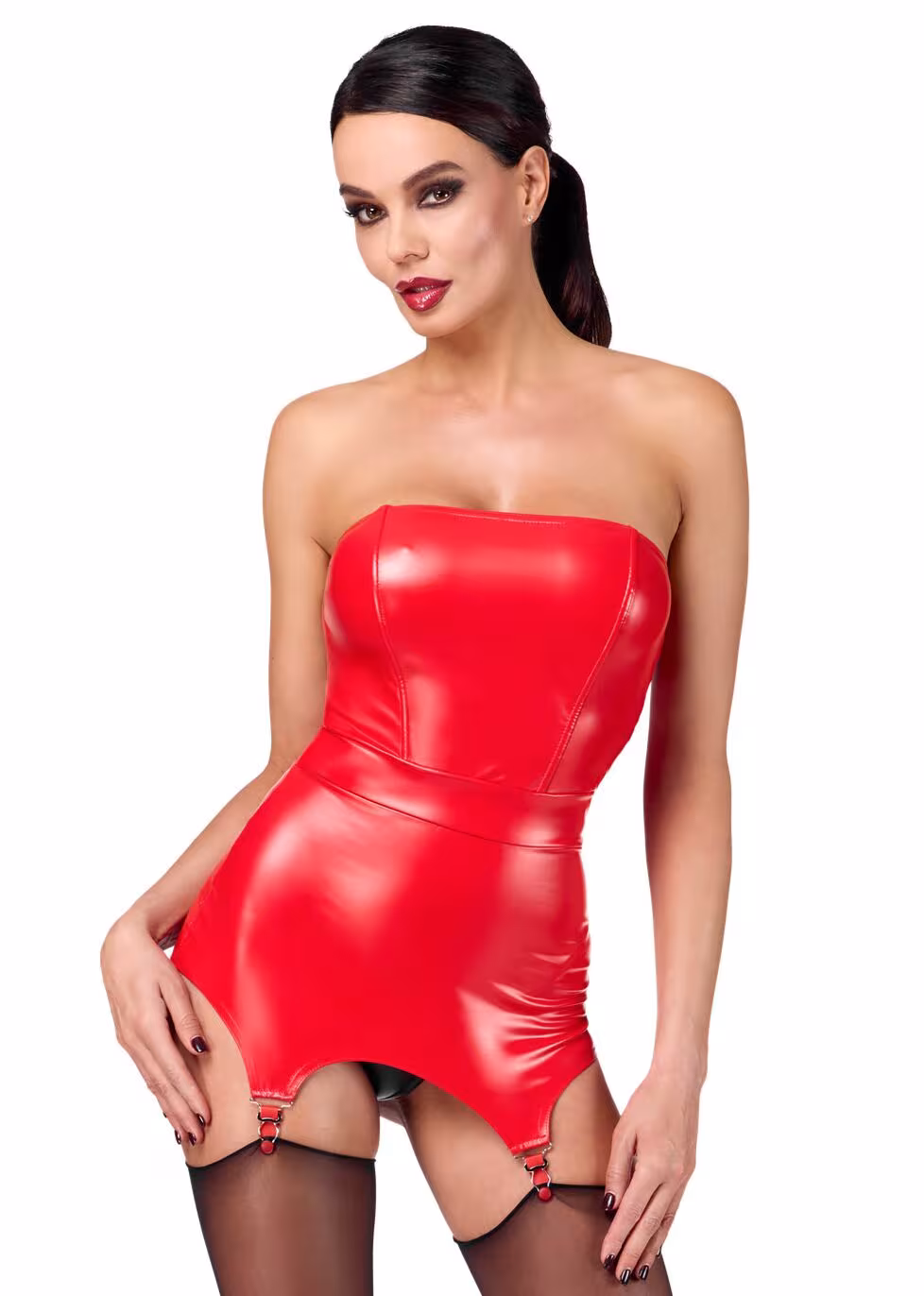Корсет з підв'язками для панчіх Noir Handmade F368 Bombshell Fierce Corset-belt Red XL — фото 3