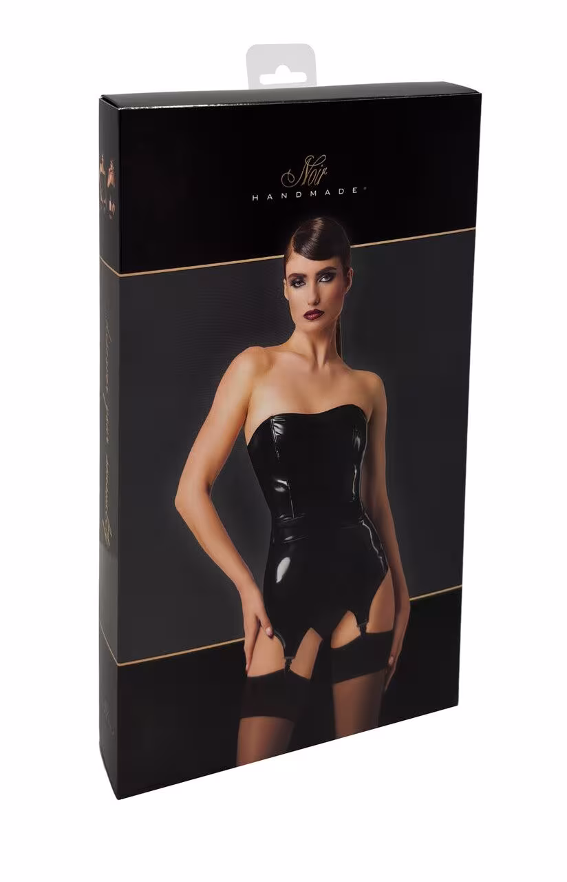 Корсет з підв'язками для панчіх Noir Handmade F381 Dominae Venom PVC corset-belt L — фото 8
