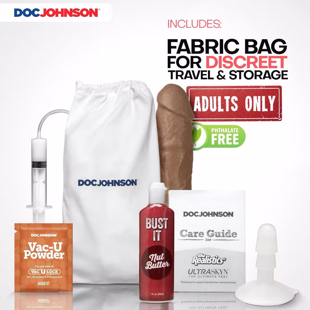 Фалоімітатор, що кінчає Doc Johnson The Realistic Cock ULTRASKYN - Squirting 9,5 Inch Caramel — фото 4