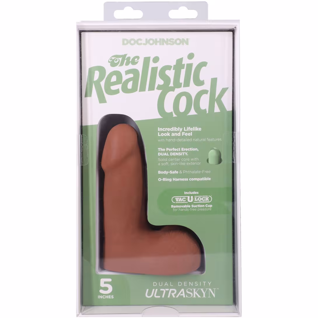 Фалоімітатор Doc Johnson The Realistic Cock ULTRASKYN - 5 Inch with Balls Caramel — фото 10