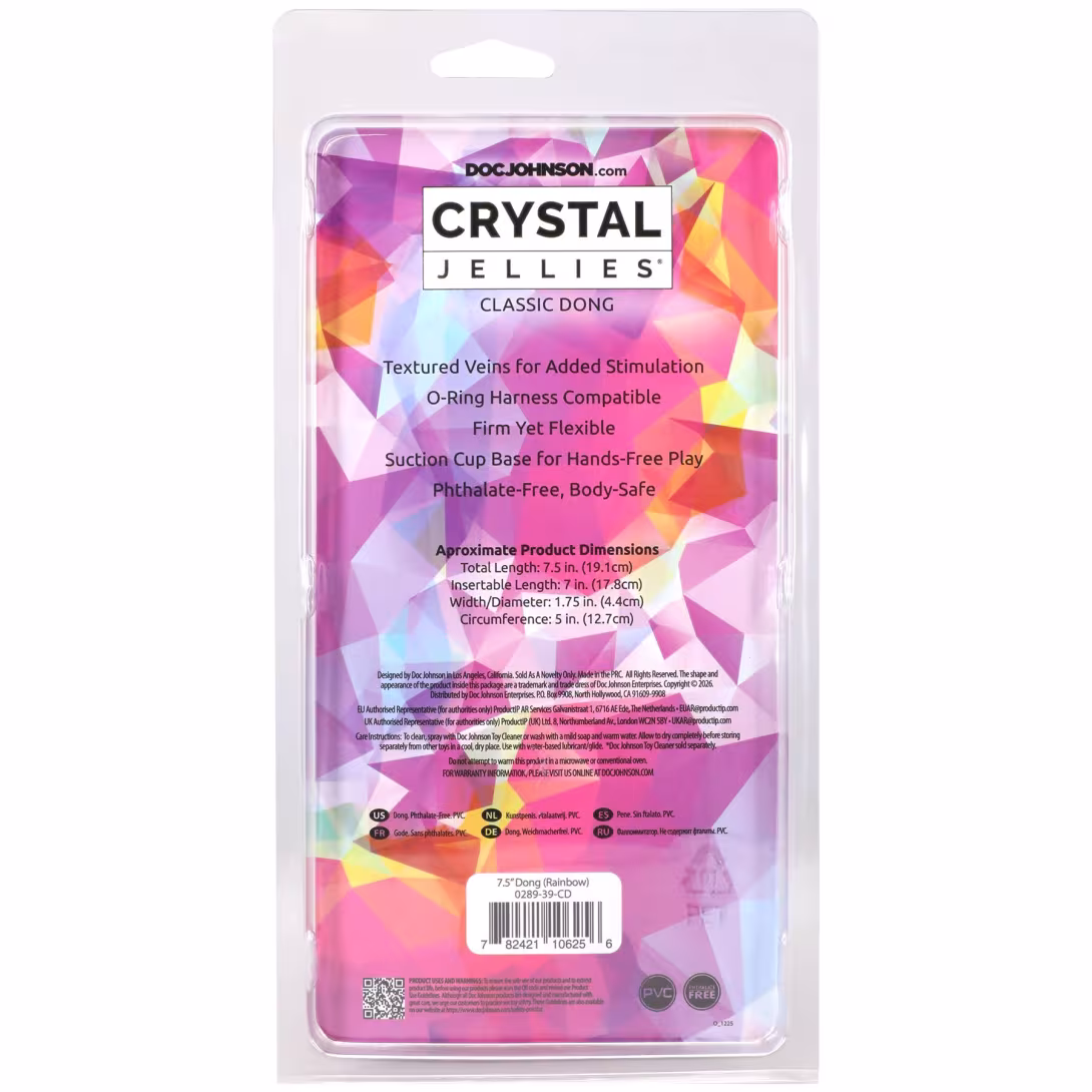 Дилдо Doc Johnson Crystal Jellies - 7.5 Inch Classic Dong - Rainbow — фото 6