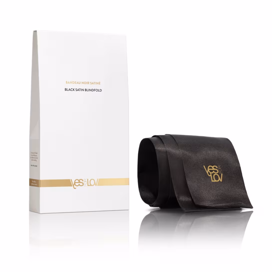 Сатинова пов'язка на очі YESforLOV BLACK SATIN BLINDFOLD (м'яте паковання!!!)